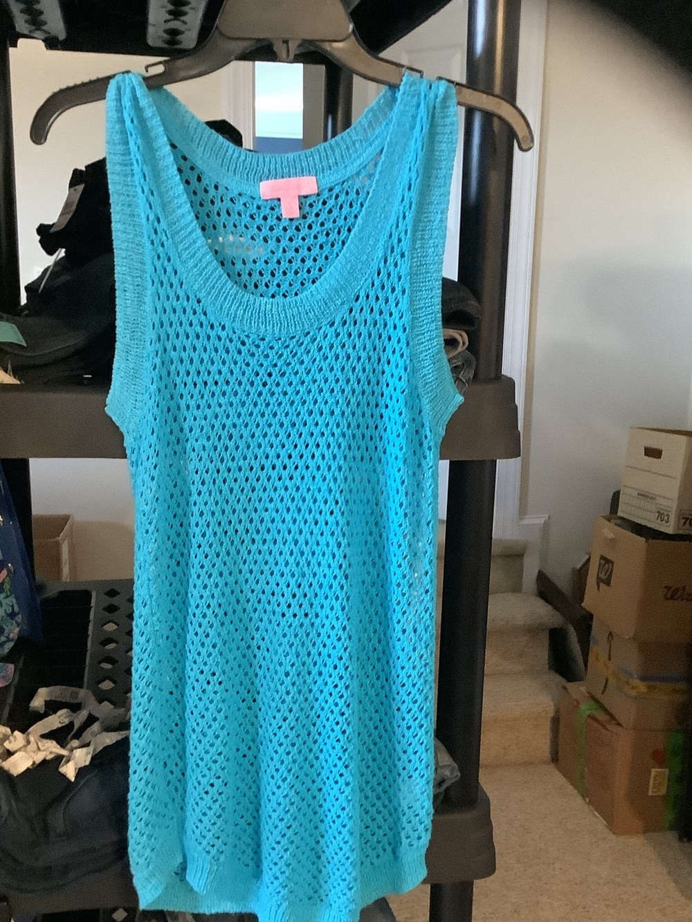 Lilly‎ Pulitzer Aqua Blue Open-Knit Swim Coverup